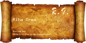 Riha Irma névjegykártya